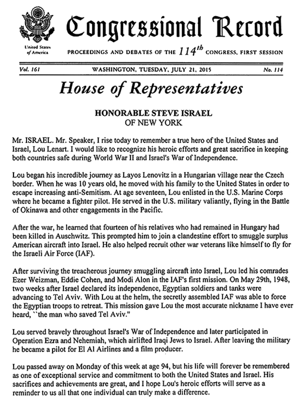 Lenart Lou Congressional Record
